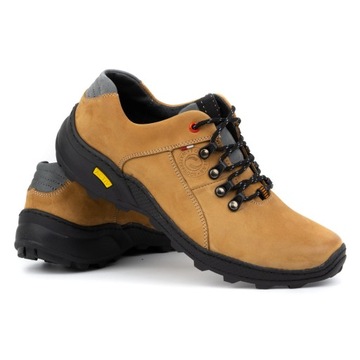 Buty męskie trekkingowe skórzane sznurowane POLSKIE 296GT żółte 43