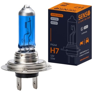 ŻARÓWKA SENSO SUPER WHITE H7 12V 55W E4 BLUE XENON