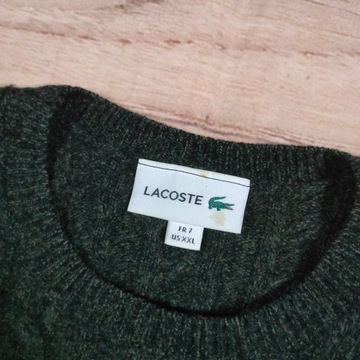 LACOSTE Sweter Męski Wełniany Wzór Warkocz Logowany r. 7 (XXL)