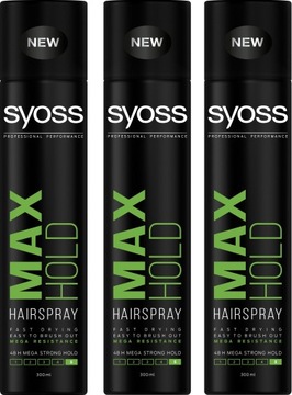 SYOSS MAX HOLD lakier do włosów 3 x 300ml