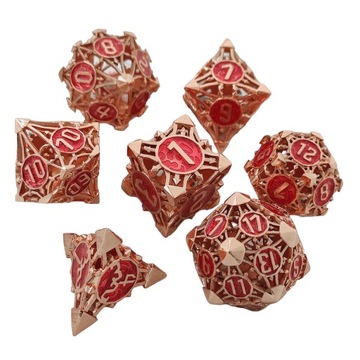 KRASNOLUDZKI ŻAR ZESTAW 7 METALOWYCH KOŚCI RPG