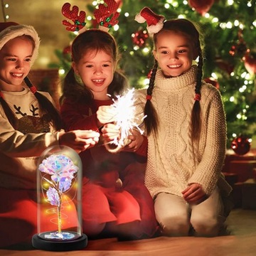 ВЕЧНАЯ РОЗА В СВЕТОДИОДНОМ СТЕКЛЕ НА ЛЕДЯНОМ ПОДАРКЕ