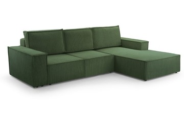 Zielony Narożnik Rogówka 275/188cm Funkcja Spania AMBER FR