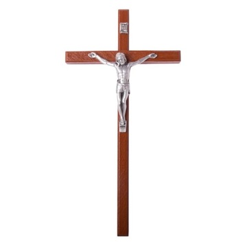 Krzyżyk na ścianę drewniany Krzyż wiszący brązowy 12,5 do domu biura pracy