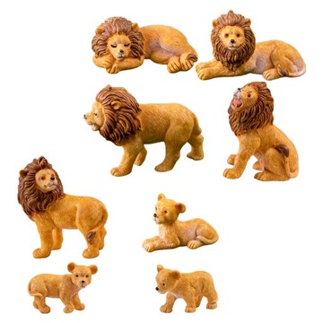 8 SZT. MINIATUROWYCH FIGUREK LWÓW Z ŻYWICY