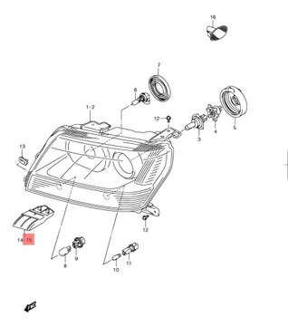 GRAND VITARA 05-15 VÝZTUHA SVĚTLA LEVÝ 3533065J00 OE