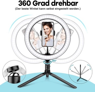 10-дюймовая светодиодная кольцевая лампа для селфи с держателем для телефона