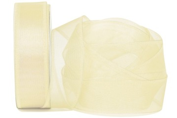 WSTĄŻKA SZYFONOWA KRYSZTAŁEK 4cm/10m EKRI CIEMNA