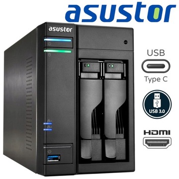 SIECIOWY SERWER PLIKÓW NAS ASUSTOR AS6302T 2-kieszeniowy USB-C CHMURA 2GB