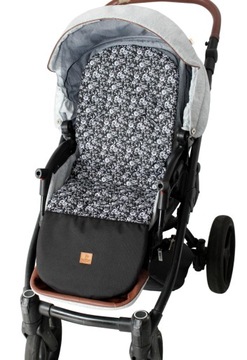 Wkładka do wózka spacerówki czarna w kwiaty Lilo wkład XXL 100 cm