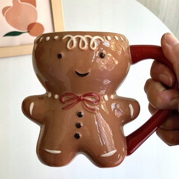 Świąteczny Kreatywny Kubek Ceramiczny Śliczny Piernik