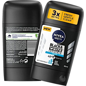 NIVEA MEN DEZODORANT ANTIPERSPIRANT SZTYFT Invisible Black White Fresh