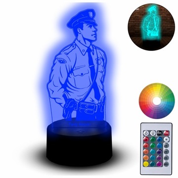 Lampka na Biurko Statuetka Led 3D Policjant Funkcjonariusz Dla Policjanta