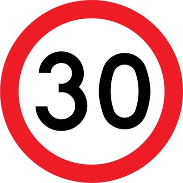 Znak B33 Ograniczenie prędkości do 30 km/h fi 600