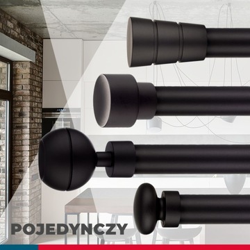 karnisz 200 cm czarny matowy EFEKT! nowe wzory 2 m