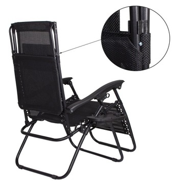 LEŻAK OGRODOWY PLAŻOWY GRAWITACYJNY Z DASZKIEM FOTEL SKŁADANY Z PODUSZKĄ