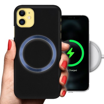 ETUI MATOWE MAGSAFE do IPHONE 11 RING NIEBIESKI