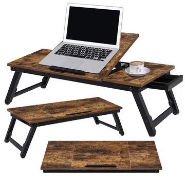 Regulowany Stolik pod Laptopa Składana Taca do Łóżka Półka z Nóżkami 71cm