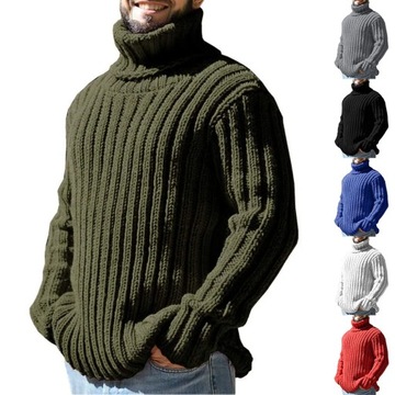 Turtleneck Sweater Men's Solid Color Slim Knitted