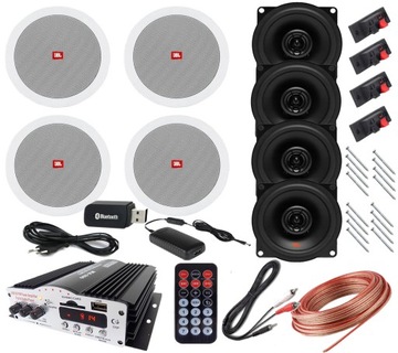 GŁOŚNIKI SUFITOWE JBL AMPLITUNER BLUETOOTH RADIO USB SD AUX