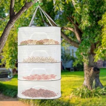 SKŁADANY 4-WARSTWOWA SIATKA WISZĄCA ZIOŁA SUSZARKA SUCHA SIATKA BIAŁY