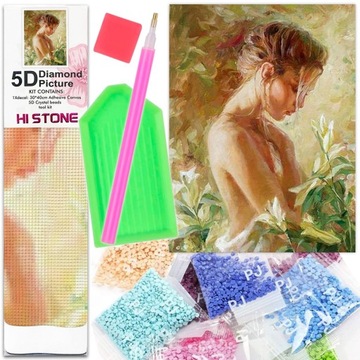 Mozaika Diamentowa zestaw 5D Haft Diamentowy Akt Kobieta Kwiaty 30x40cm
