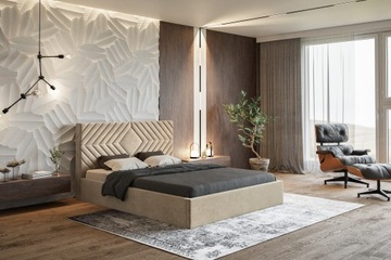 ŁÓŻKO MAŁŻEŃSKIE MOET 02 140X200 STYL BOHO BEŻOWE
