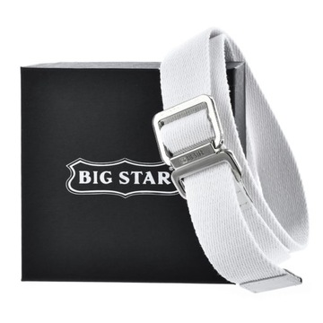 PASEK parciany DAMSKI BIG STAR do spodni biały + ETUI 100/115cm