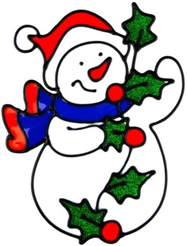 РОЖДЕСТВЕНСКАЯ ГЕЛЕВАЯ НАКЛЕЙКА НА ОКНО, ДЕД МОРОЗ, СНЕЖИКИ, ДВУСТОРОННЯЯ