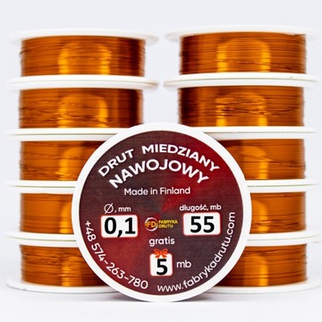 Drut nawojowy miedziany DN2E FD 0,1mm 50m miedź