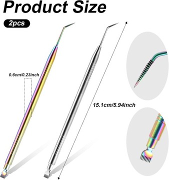 2 sztuki narzędzi do liftingu rzęs, stal nierdzewna, grzebień do przedłużan