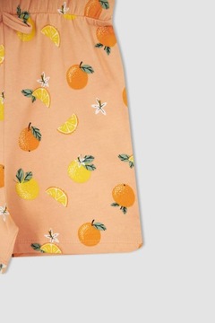 КОМБИНЕЗОН С СВЕТЛО-ОРАНЖЕВЫМ УЗОРОМ, ЛЯМКИ, Эластичный пояс DE FACTO 146