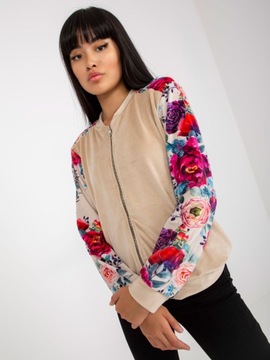 Bluza welurowa ROZPINANA bomberka FLOWERS 86C S/M