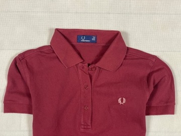 Fred Perry Polo Damskie Klasyczne Bordowe Unikat Logo 42 S M