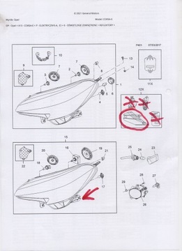 OPEL CORSA E ZESTAW NAPRAWCZY REFLEKTORA LEWE