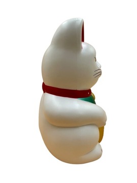 Japoński Kot Maneki-Neko Chiński Szczęścia BIAŁY 25cm