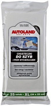 AUTOLAND chusteczki ściereczki mokre nasączone do szyb i piór wycieraczek