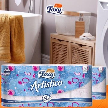 PAPIER TOALETOWY FOXY ARTISTICO RÓŻOWY wytłaczany dekorowany - 8 rolek