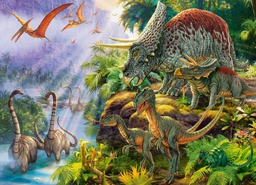 Puzzle 200 ZWIERZĘTA DINOZAURY LAS GÓRY park jurajski układanka Castor 7+