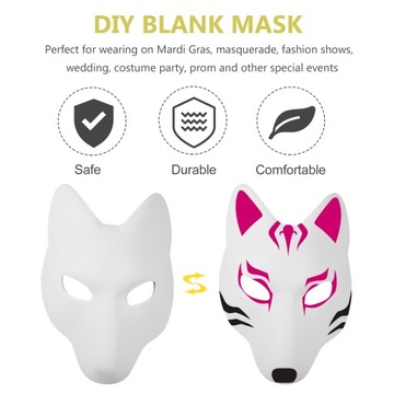 Пластиковая пустая маска для лица лисы Дий для рисования для маскарадной вечеринки