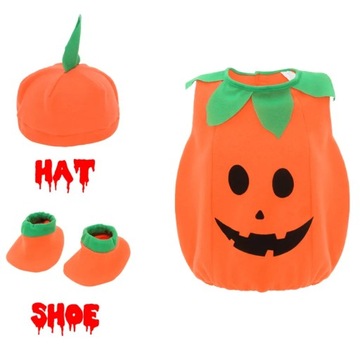 Kids Children Halloween Pumpkin Costume with Hat C