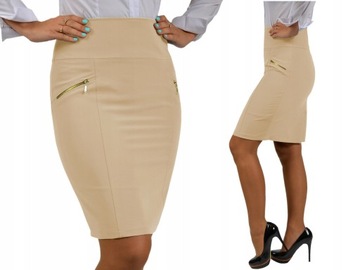 BIZNESOWA MODNA SPÓDNICA Z SUWAKAMI Roz.40