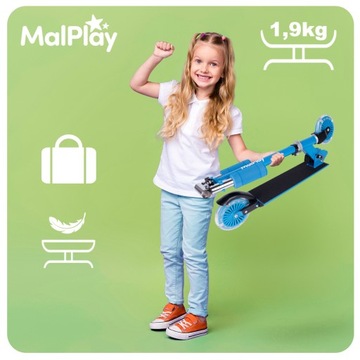 ДЕТСКИЙ СКУТЕР, ПОДСВЕТКА, СВЕТОДИОДНЫЕ КОЛЕСА, РЕГУЛИРОВКА ВЫСОТЫ, ТОРМОЗ, СКЛАДНОЙ