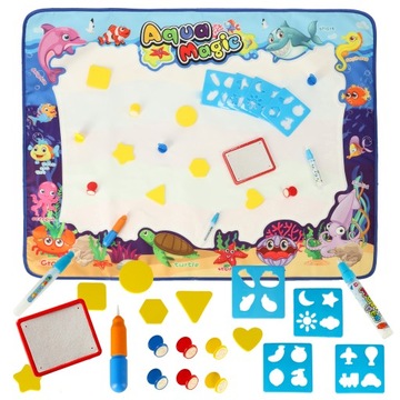 ВОДНЫЙ КОВРИН ДЛЯ РИСОВАНИЯ РИСУНКОВ С ВОДНЫМИ ШТАМПАМИ НАБОР ШТАМПОВ 100Х80СМ