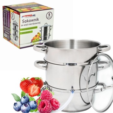 SOKOWNIK 5L PAROWAR STAL NIERDZEWNYA DO SOKU GAZ INDUKCJA OWOCE NA PARĘ