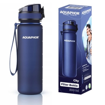 Butelka filtrująca Aquaphor City 0,5l granatowy +2
