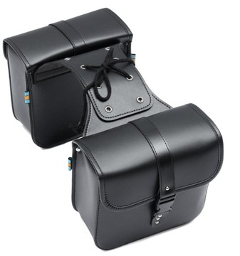 КОЖАНЫЕ БОКОВЫЕ СУМКИ ДЛЯ МОТОЦИКЛОВ, ВМЕСТИТЕЛЬНЫЕ, ЧЕРНЫЕ x2