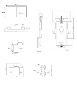 System przesuwny do szaf RAM V 180cm 2 skrzydła SREBRNY rączki kółka tory