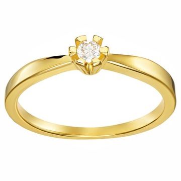 ЗОЛОТОЕ КОЛЬЦО 585 БРИЛЛИАНТОВ С БРИЛЛИАНТОМ 0,06 карата 24 часа