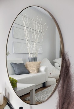 LUSTRO OKRĄGŁE ŚCIENNE LOFT RAMA 60 CM ZŁOTE